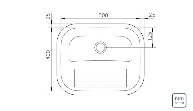Lavadero de empotrar en acero inoxidable satinado 50×40 cm