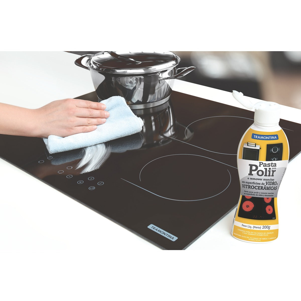 Pasta de limpieza para superficies de vidrio o vitrocerámicas Tramontina 200 g.