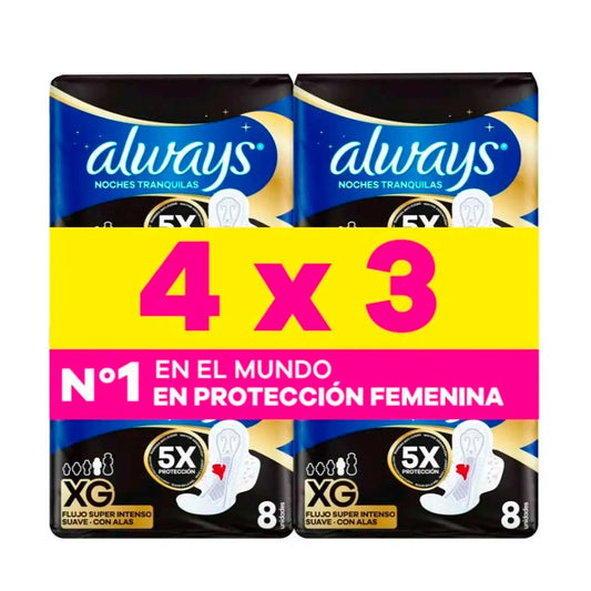 TOALLA FEM. ALWAYS NOCHE PLUS X-GDE X8 LLEVE 4X3