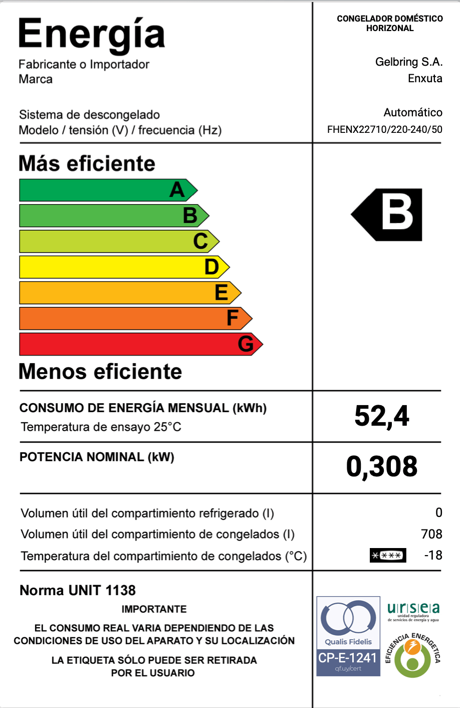 Freezer – FHENX22710 – Enxuta