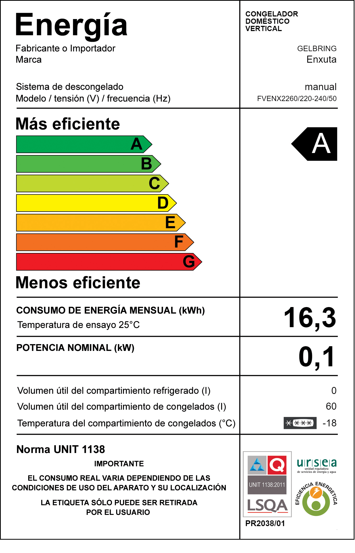 Freezer vertical – FVENX2260 – Enxuta