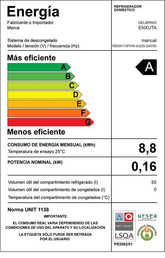 Frigobar Frío Húmedo – RENX110FHW-A – Enxuta