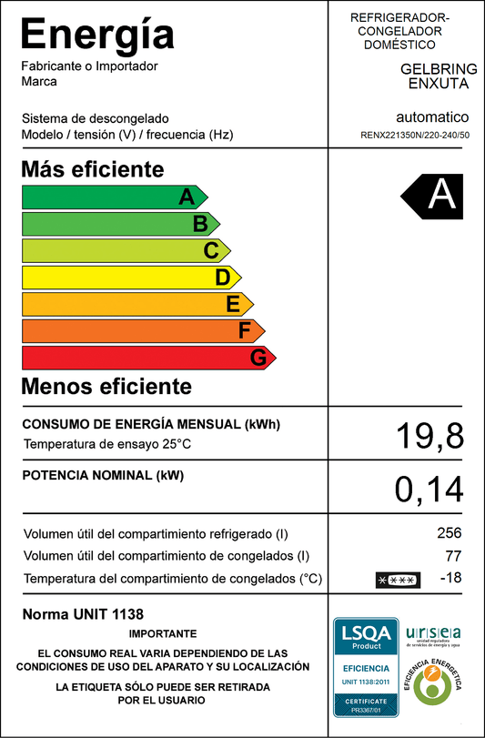 Refrigerador No Frost Inverter – RENX221350N – Enxuta