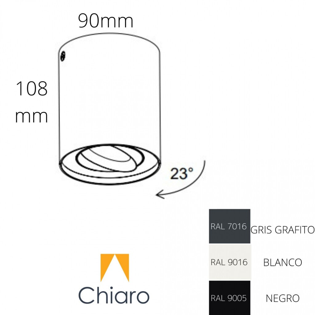 Aplique spot led 6w cilindro de techo cálido