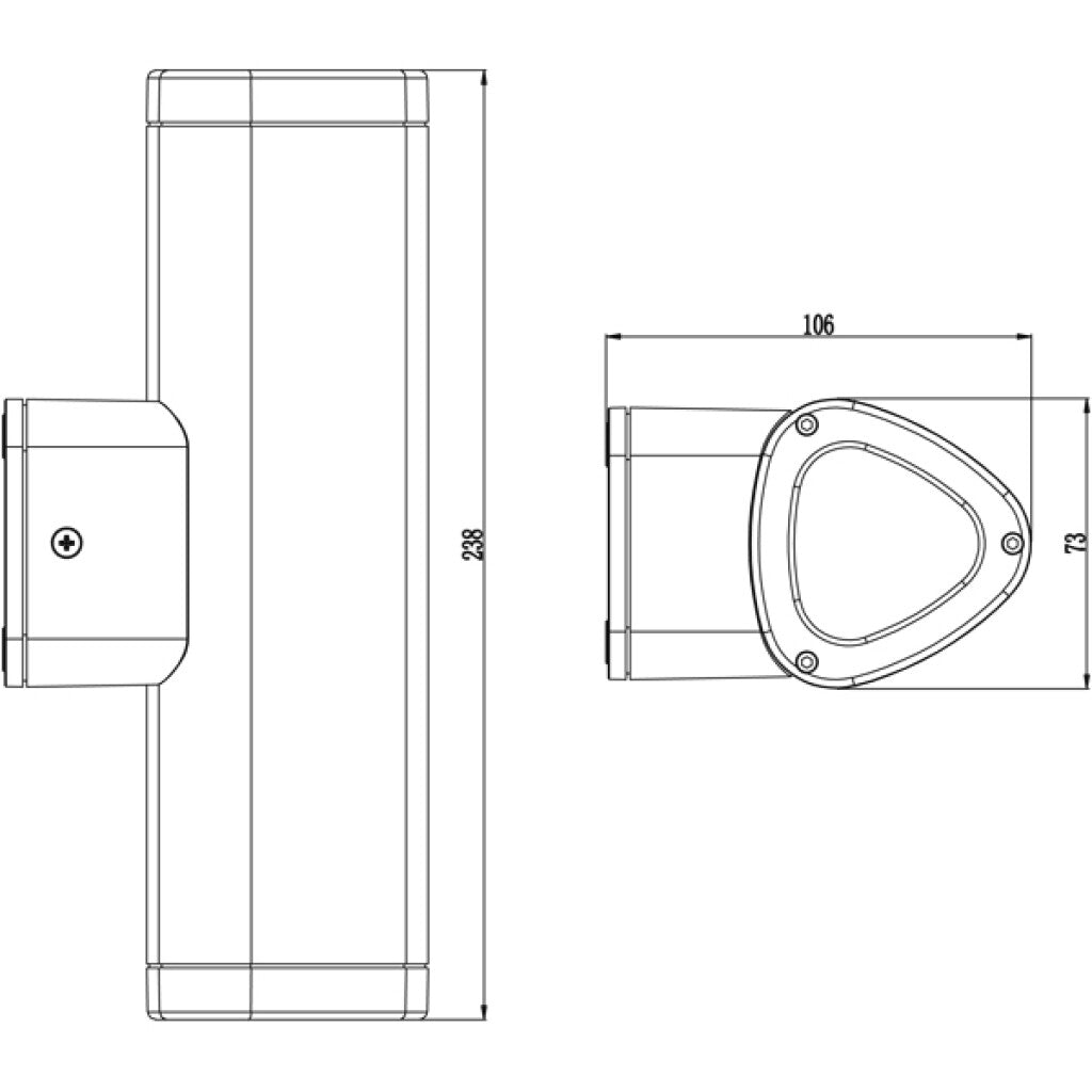 Aplique spot tubular para dicroica led 2*GU10