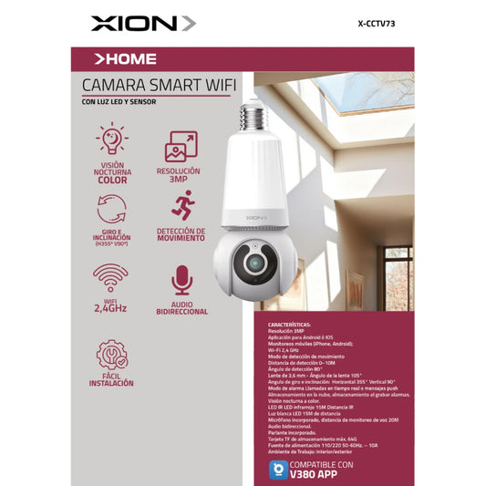 cámara de seguridad smart luz led/sensor