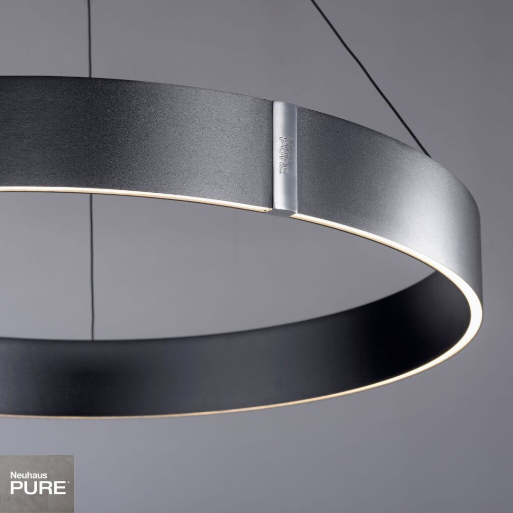 Colgante led anillo motorizado 44w 70cm a control remoto con varias funciones, gris grafito