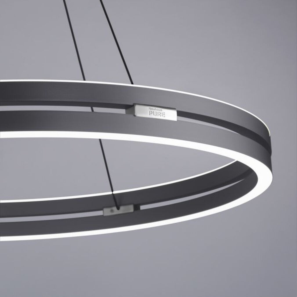 Colgante led anillo motorizado 44w 70cm a control remoto con varias funciones, Gris grafito
