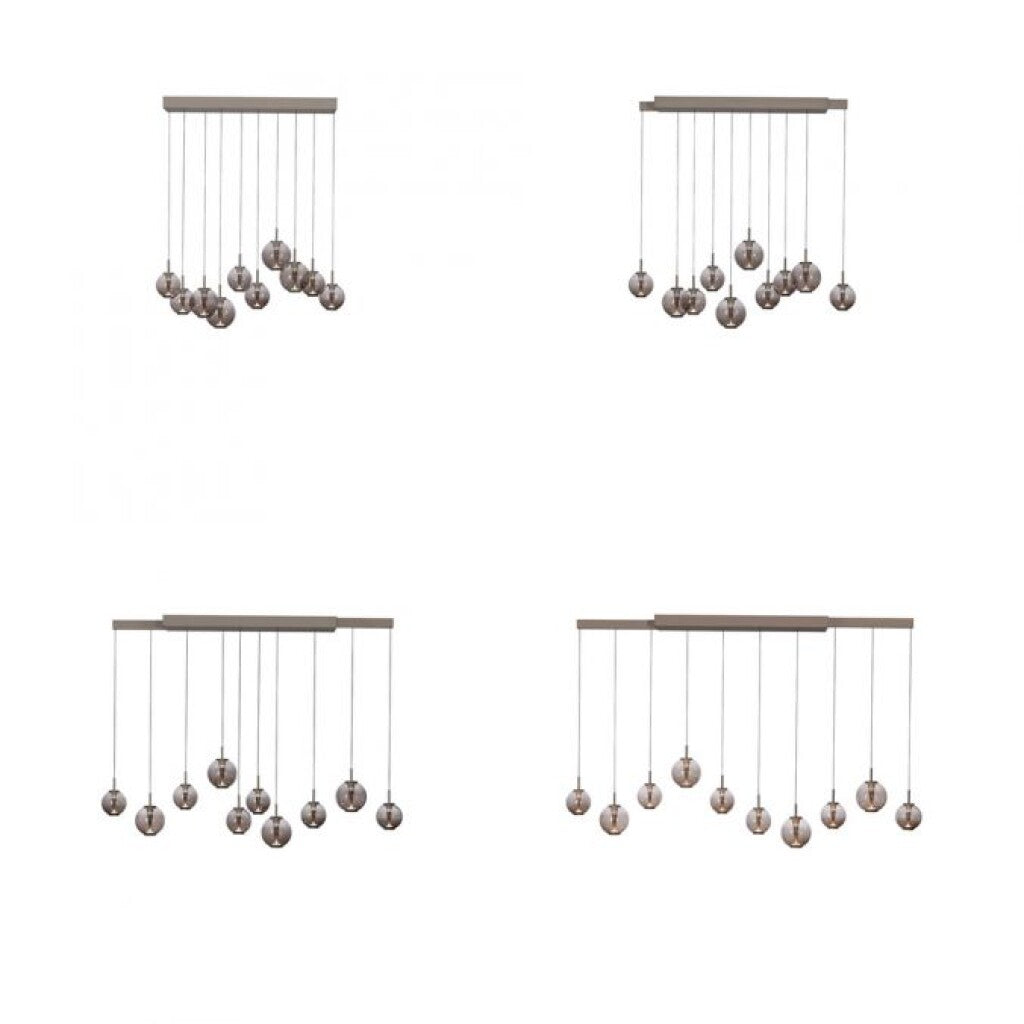 Colgante led extensible motorizado 70w 10 luces cristal ámbar a control remoto, Bronce