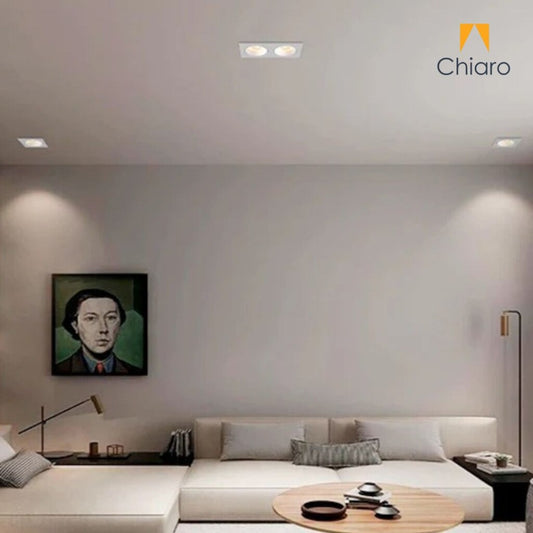 Embutido led CUADRADO DOBLE 20W móvil DIMERIZABLE 2700K BLANCO
