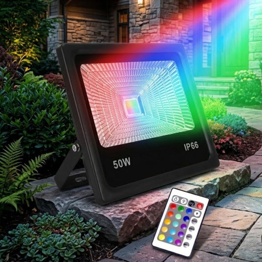 Foco Led Reflector 50W RGB Multicolor a control remoto