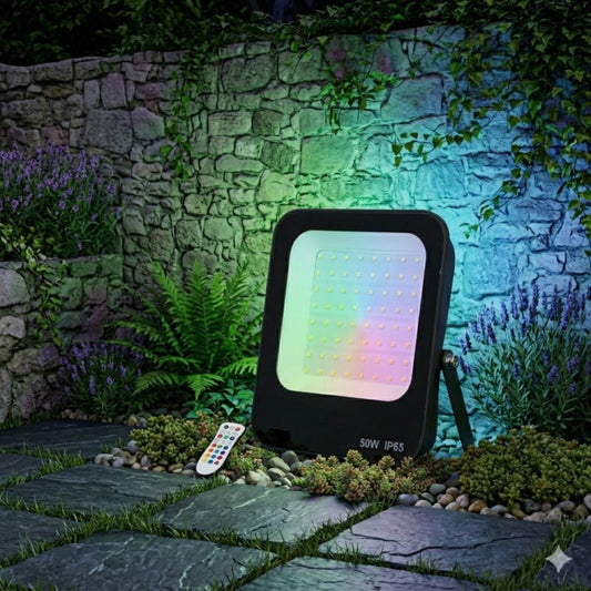 Foco Led Slim 50W RGB Multicolor a control remoto