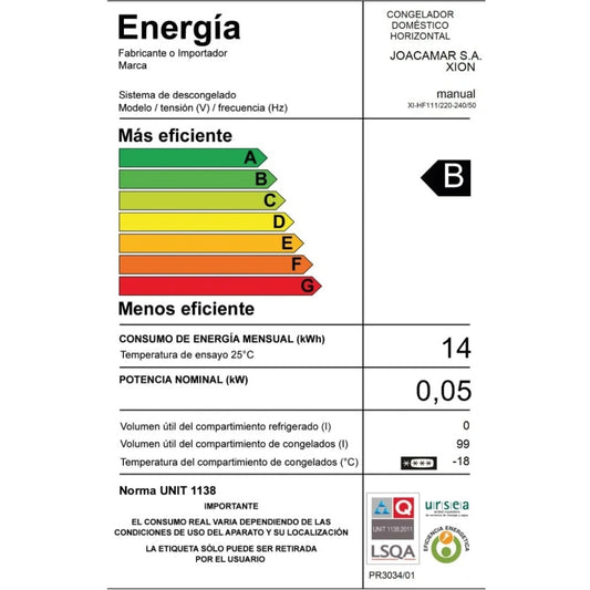 freezer horizontal 100 litros xion