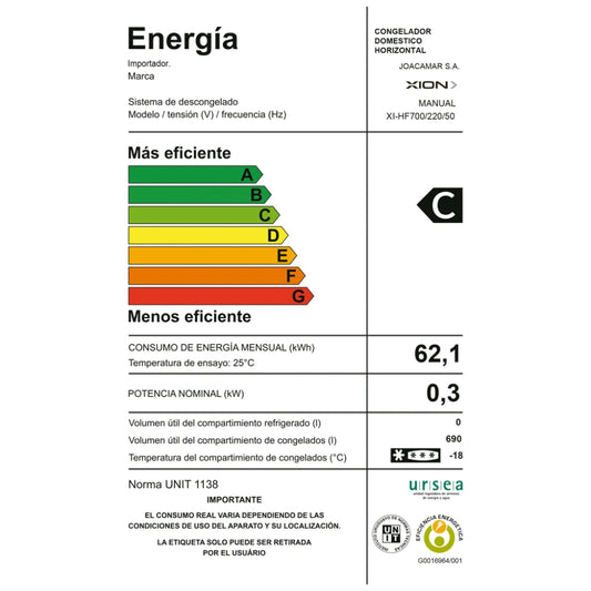 freezer horizontal xion 690 lts. doble puerta