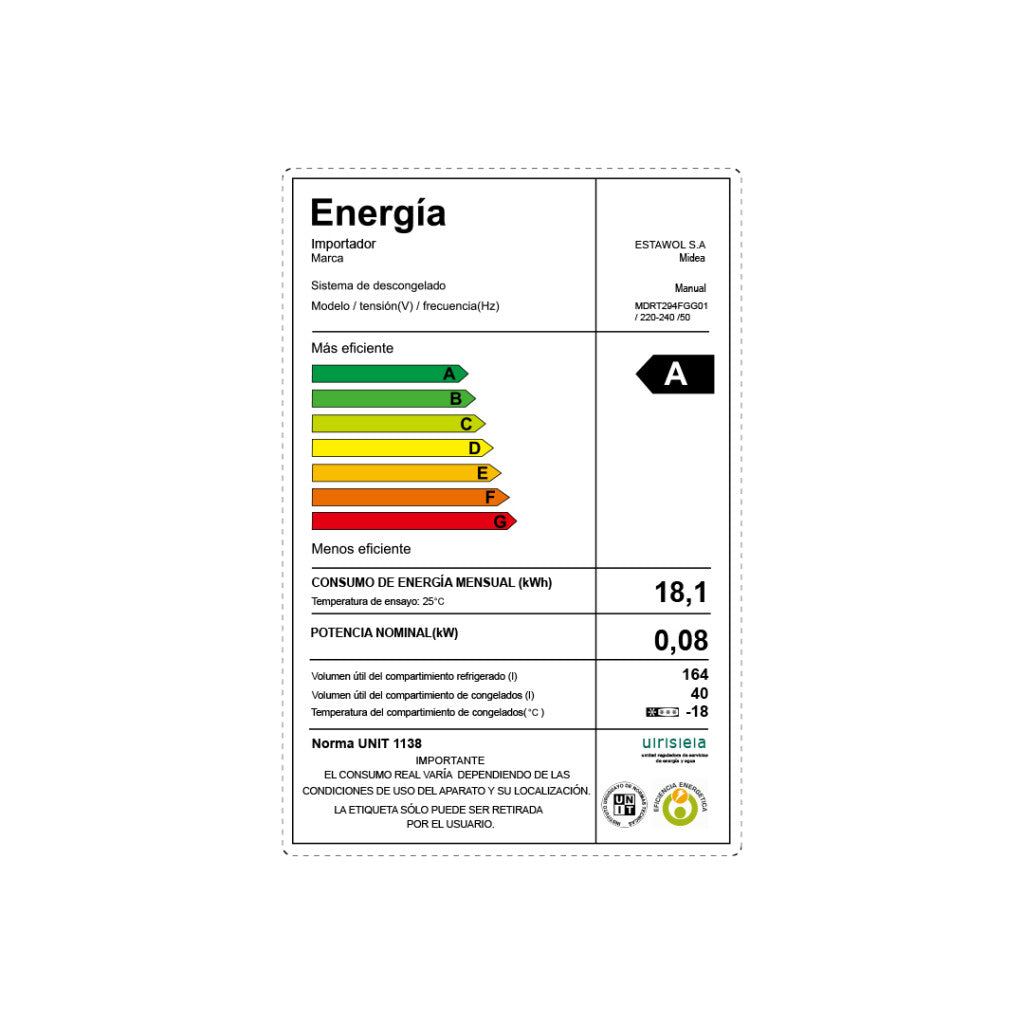 Heladera 204L Midea MDRT294FGG01