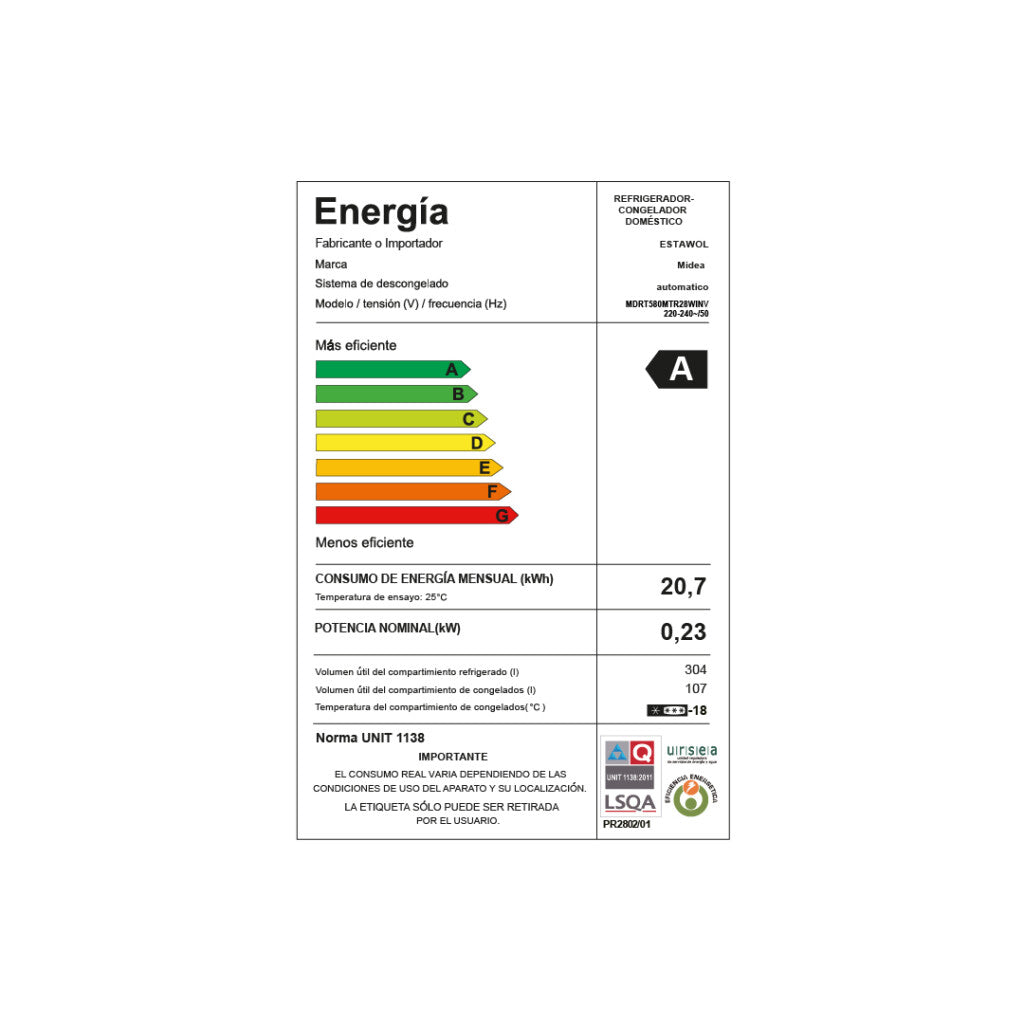 Heladera Black Inverter 447L Midea MDRT580MTR28WINV