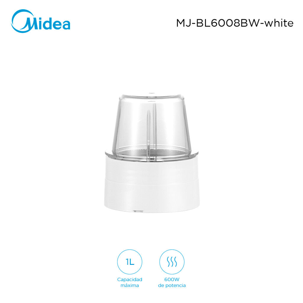 Licuadora Midea Blanca 1L Jarra de vidrio MJ-BL6008BWW