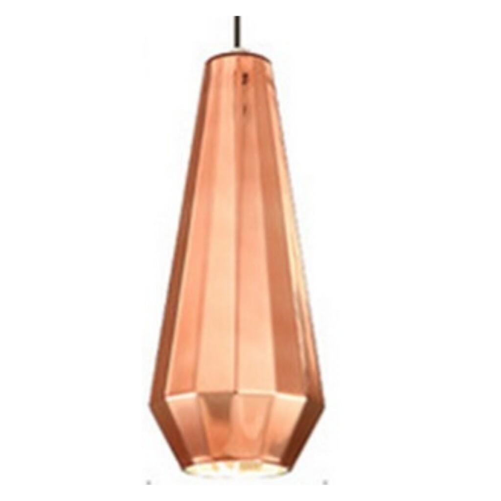 Luminaria de vidrio facetada pintado símil cobre , tubular E27