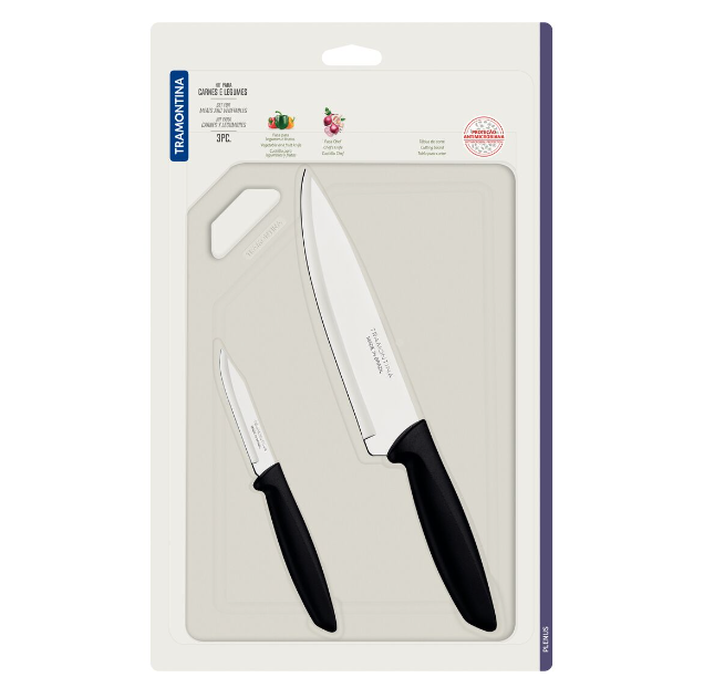 Set de cuchillos + tabla Tramontina Plenus 3 pcs