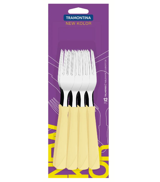 Tenedores Tramontina New Kolor 12 pcs. Crema