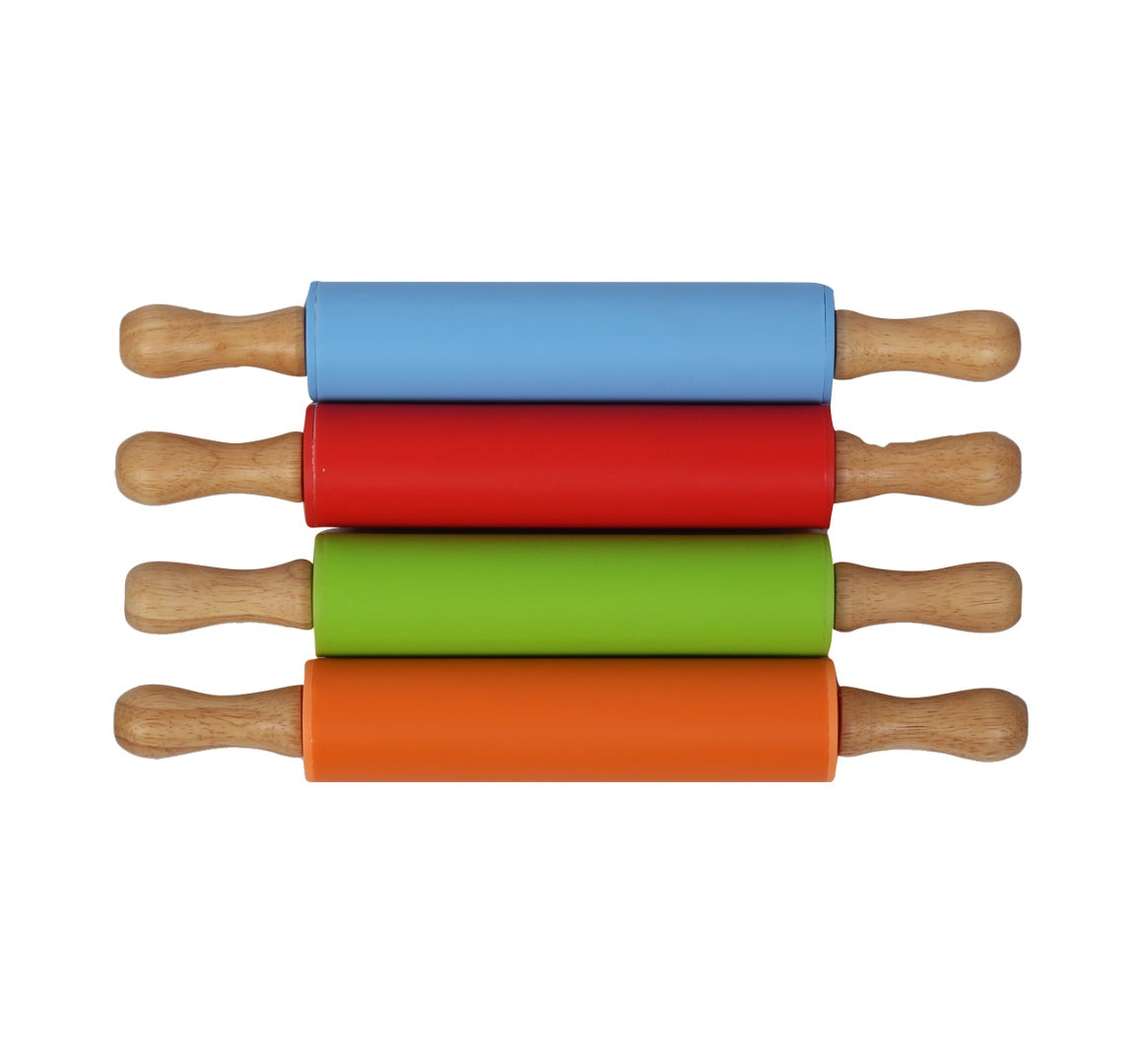 Rodillo para amasar de madera y silicona 30x17x4.3cm