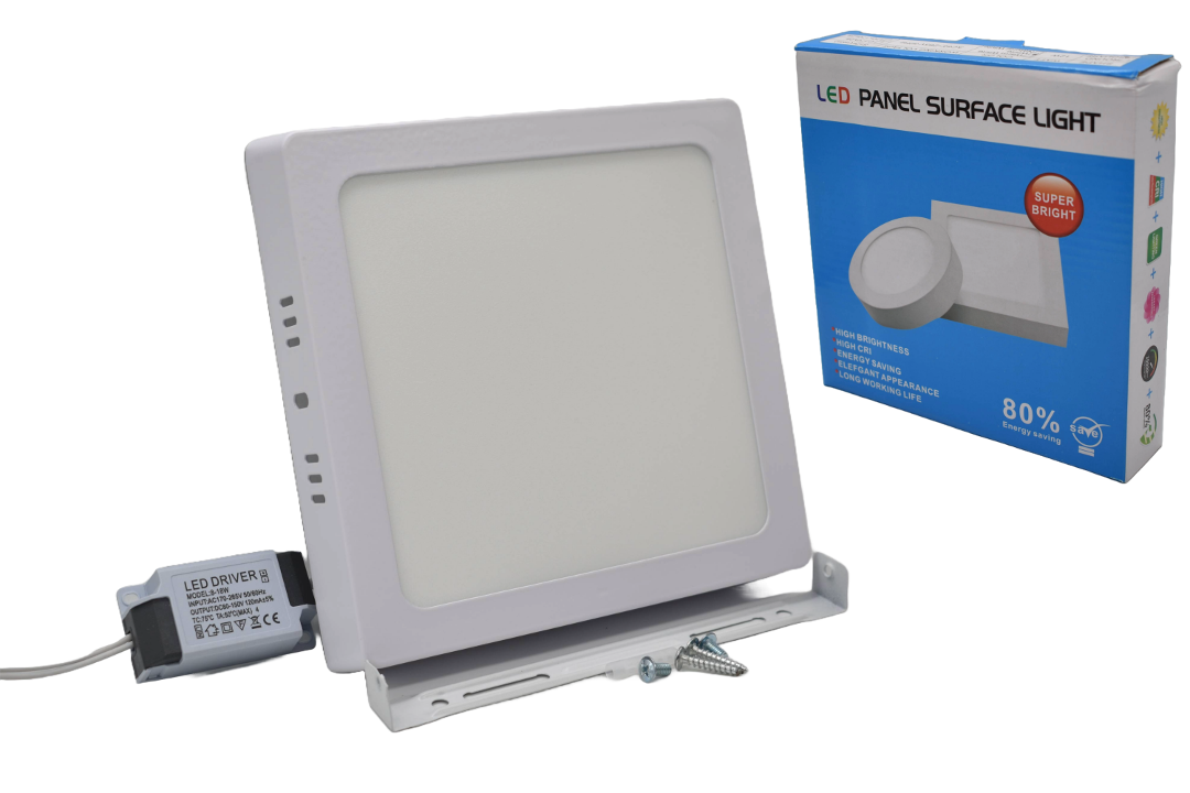 Panel LED cuadrado de superficie 16cm 12W blanca 6500K