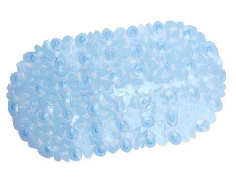 Alfombra celeste antideslizante para baño 35x67cm