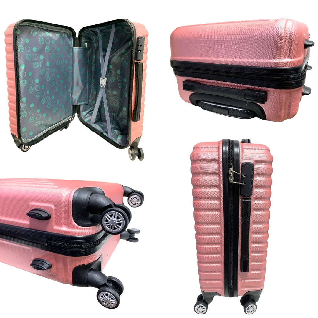 Valija de viaje rígida rosa 24" 62x40x26cm, 3.5kg.