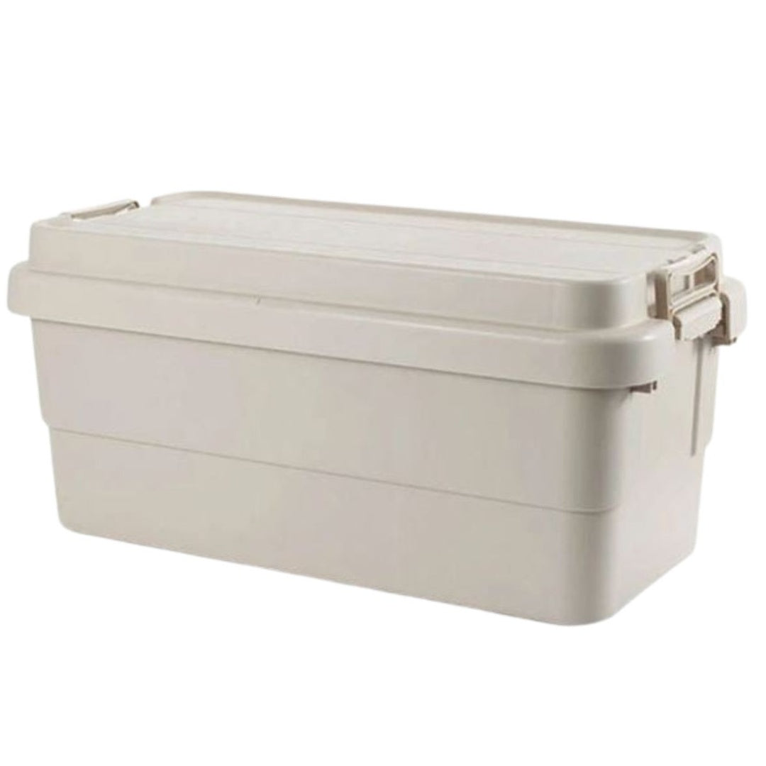 Caja plástica multifunción con tapa y asas beige 76x37.5x36cm