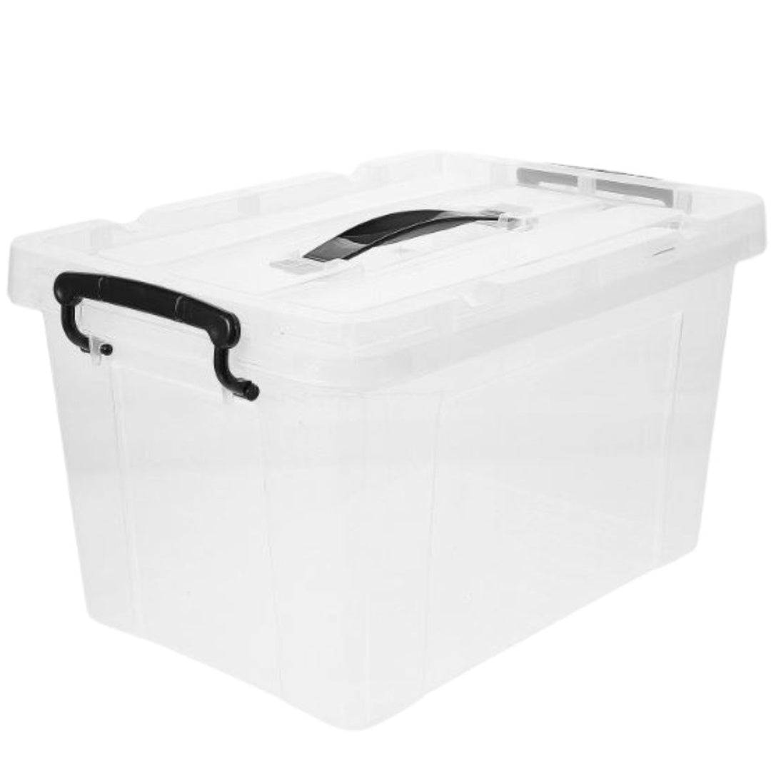Caja plástica transparente con tapa 52x28x28cm