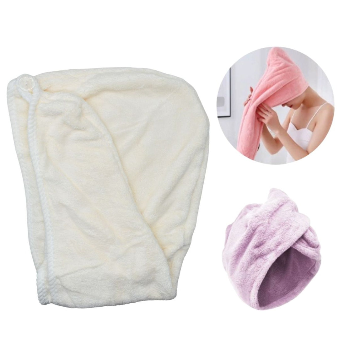 Toalla de microfibra turbante blanca para cabello 62x24cm
