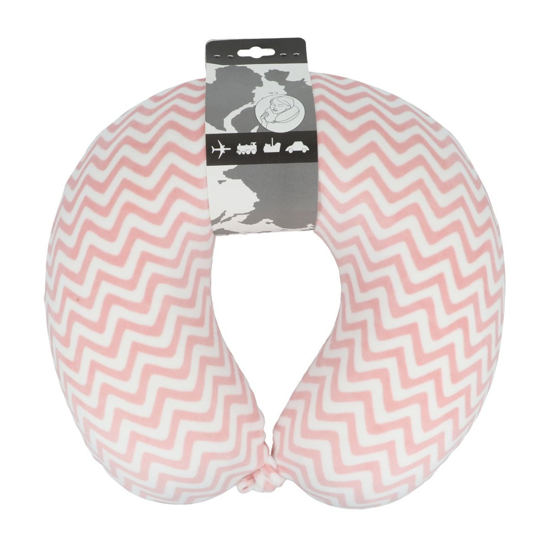 Almohada de viaje viscoelástica rayada rosa 30x28cm