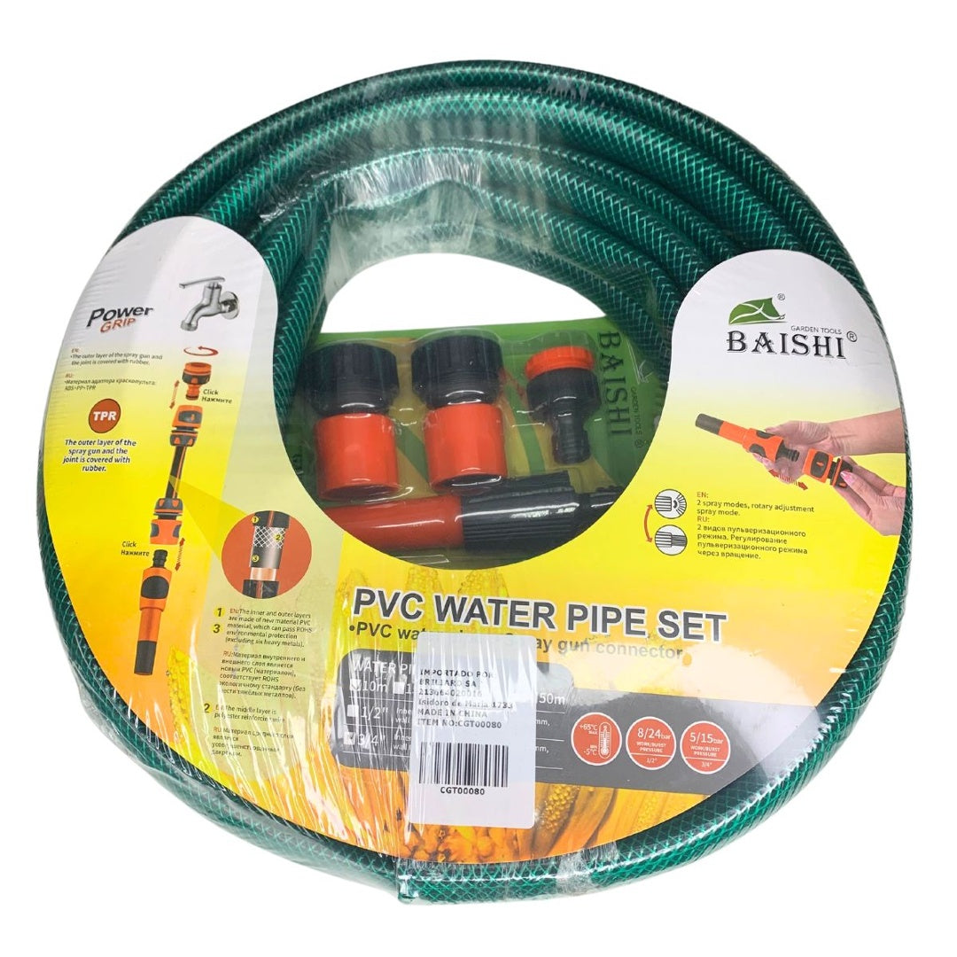 Set de riego manguera con acoples 10mts