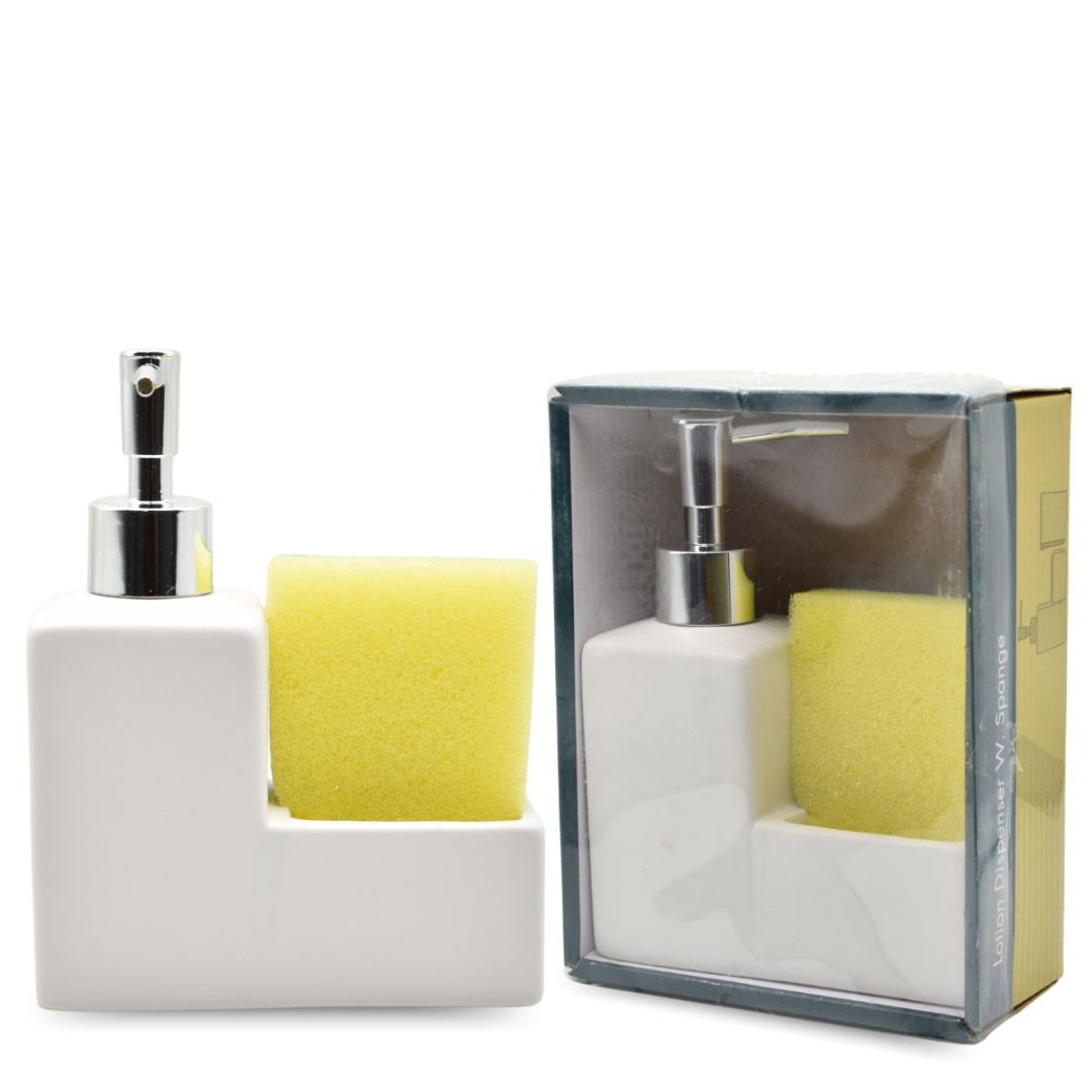 Dispensador de cerámica blanco con esponja 200ml