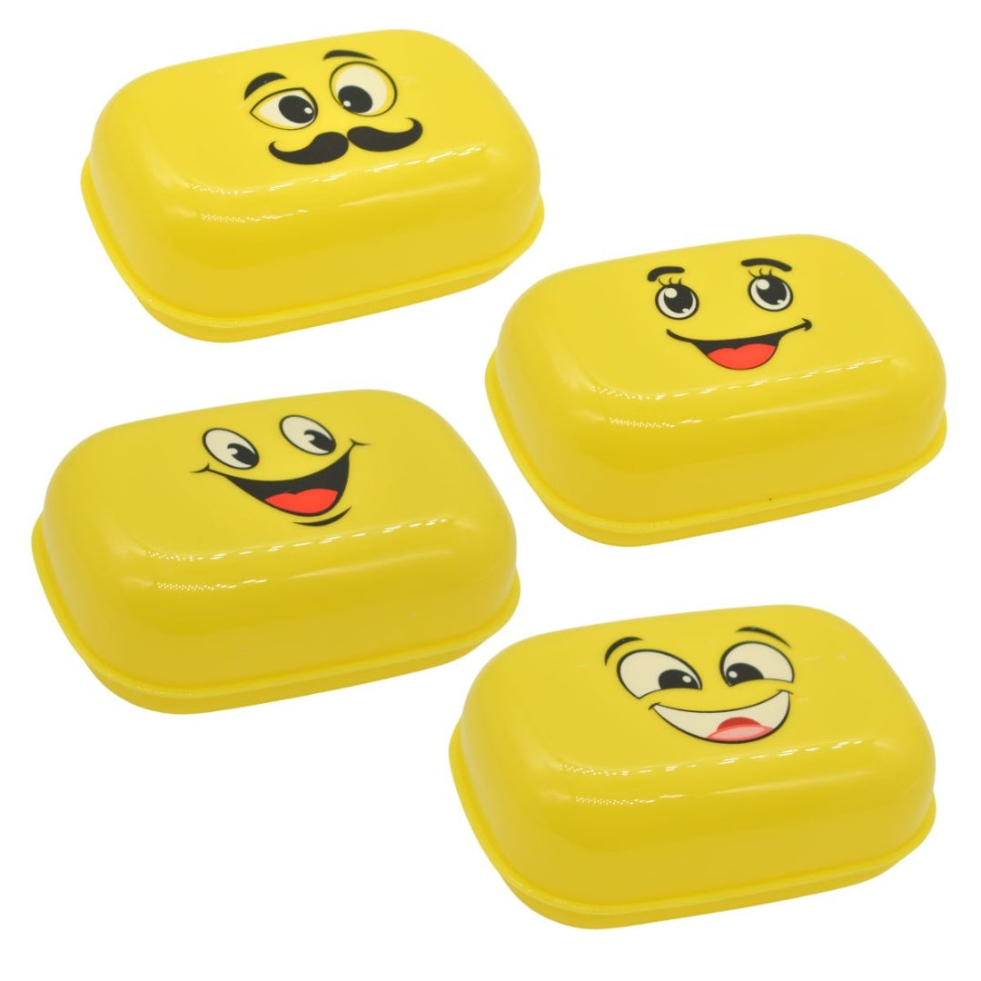 Jabonera amarilla con caras 10x6.5x4cm