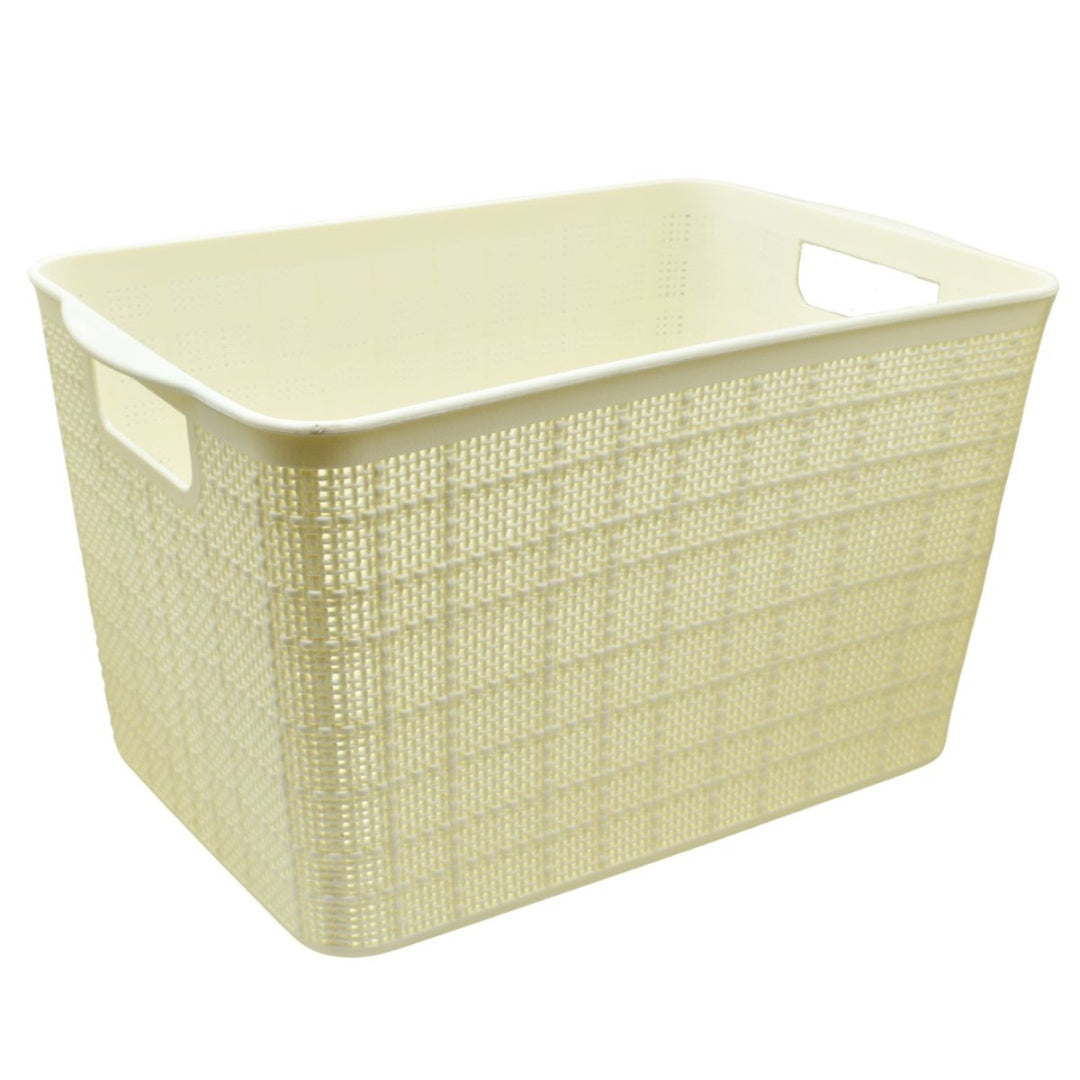 Canasto plástico labrado 30x20x18cm. Crema