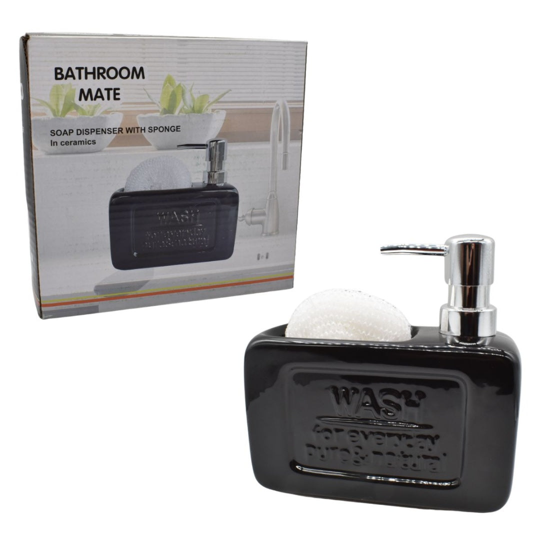 Dispensador de cerámica con esponja negro 500ml