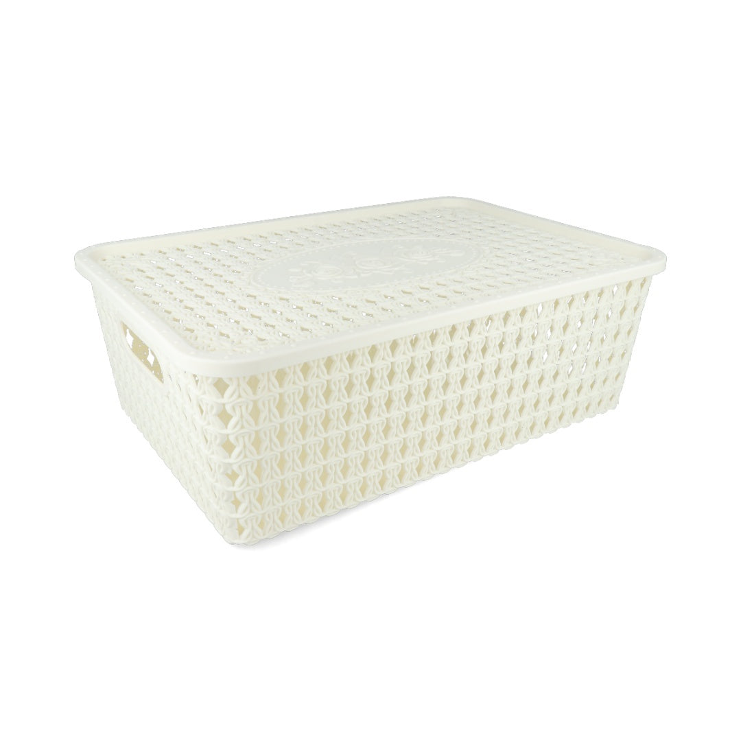 Caja plástica blanca con tapa 33x23x11cm