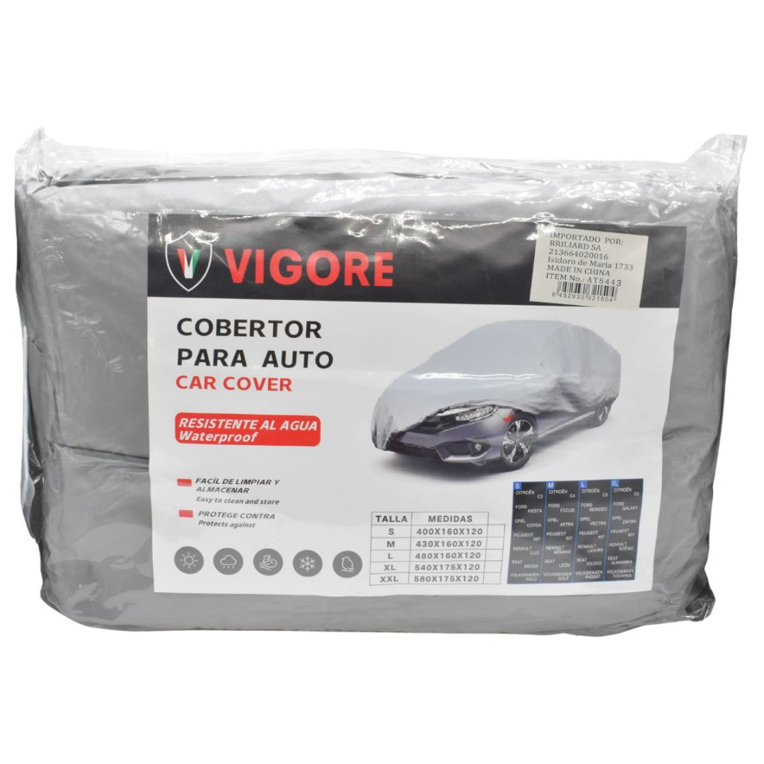 Lona cubre auto talle S 400 x 160 x 120 cm. Vigore