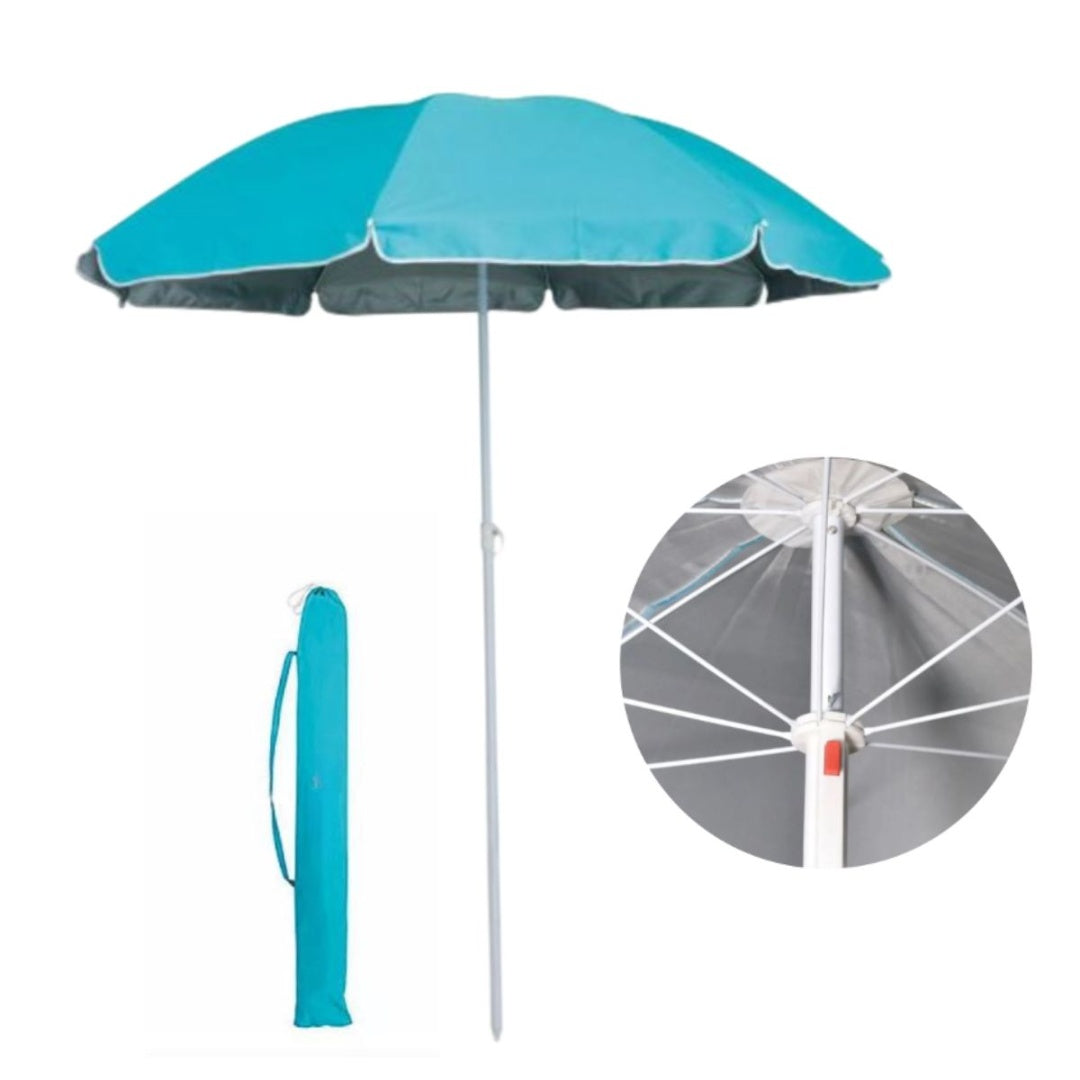 Sombrilla para playa celeste con filtro UV 145cm
