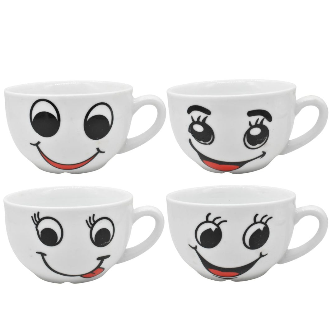 Taza blanca de cerámica con carita 10x7cm