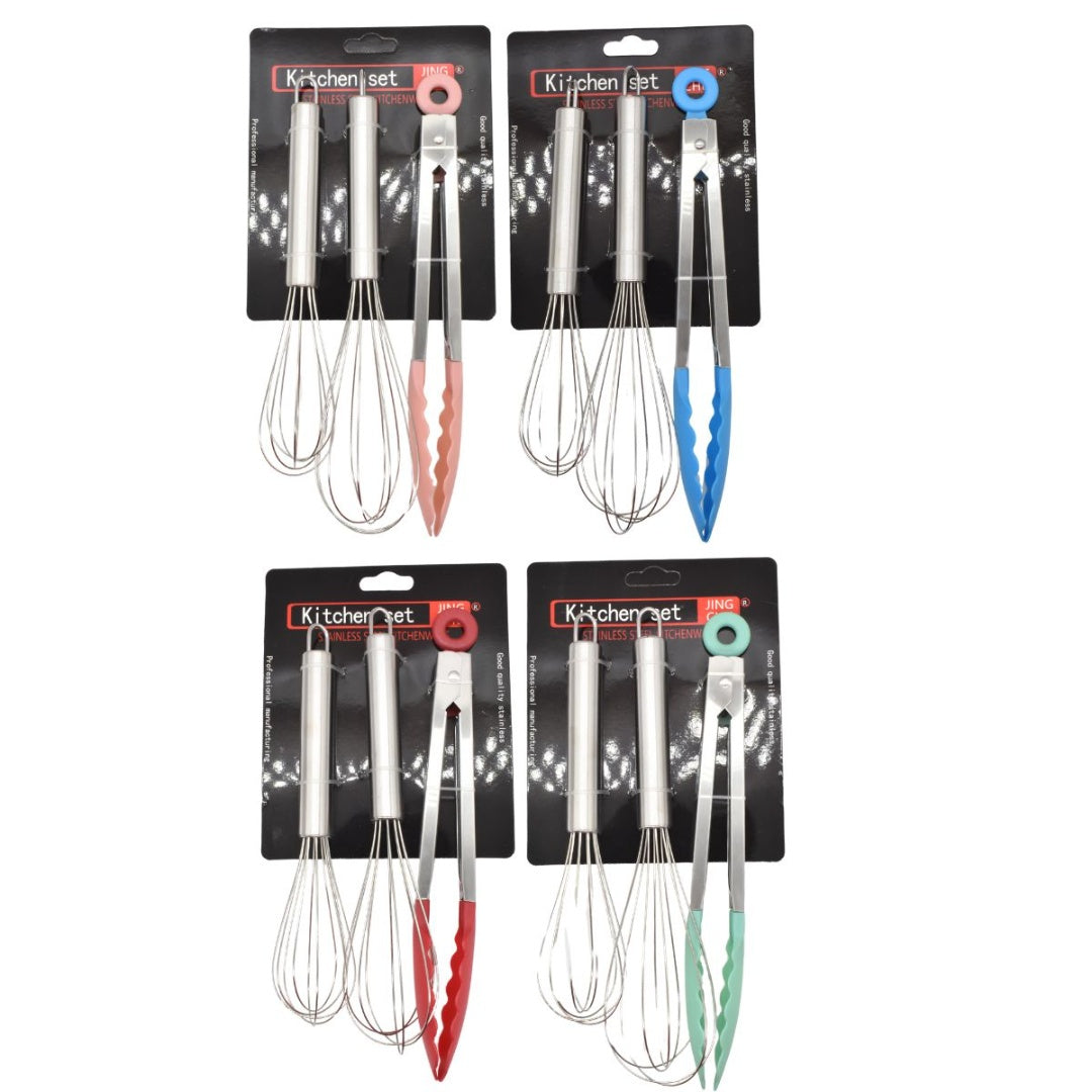 Set de batidores y pinza de cocina 3pcs