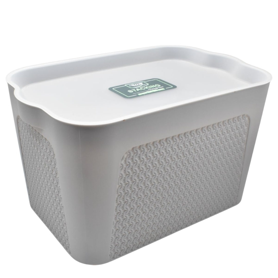 Caja plástica con tapa 28x18x16cm. Gris
