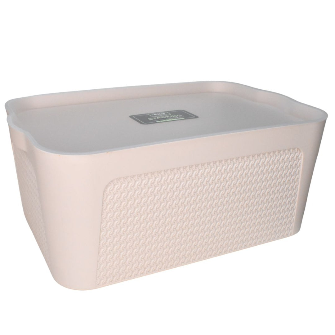 Caja plástica con tapa 38x25.5x16cm. Rosa