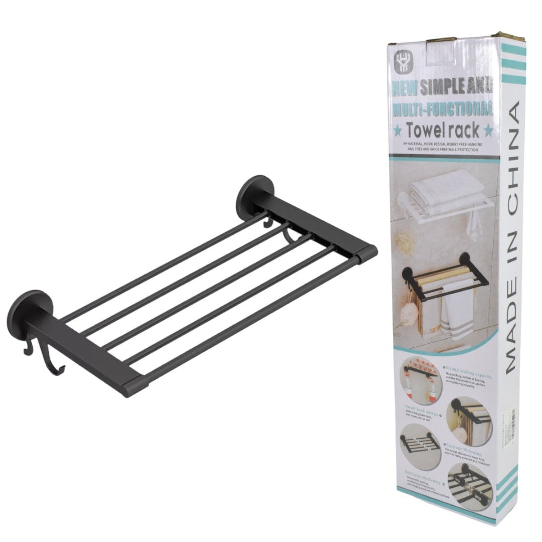 Soporte toallero negro 48x24cm