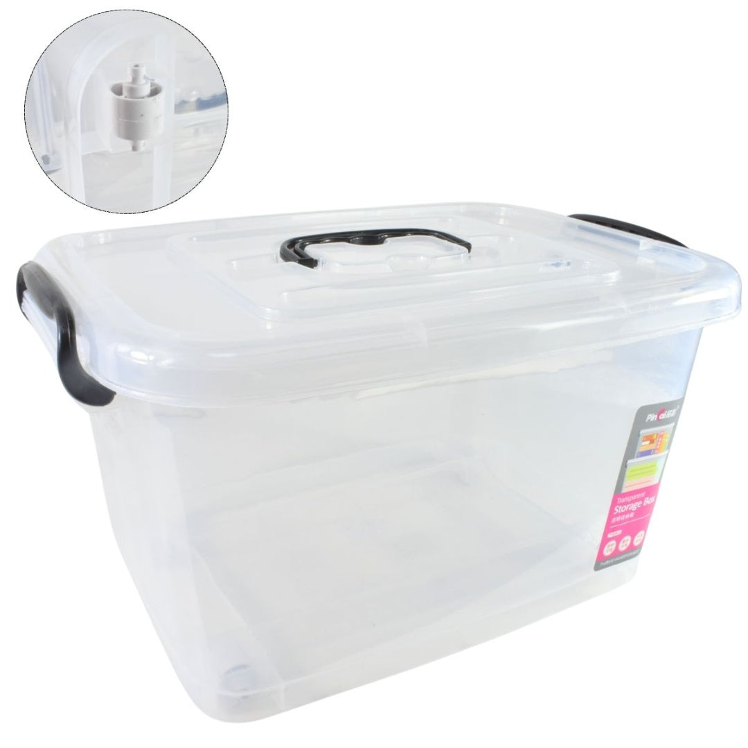 Caja plástica transparente con ruedas 55x38x32cm