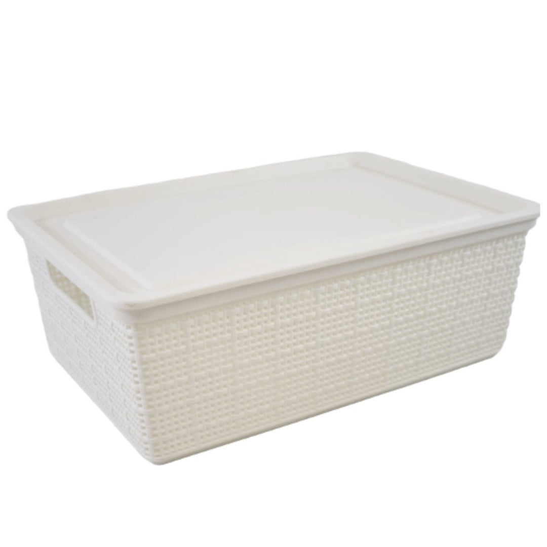 Caja plástica con tapa 40x30x15cm. Blanca