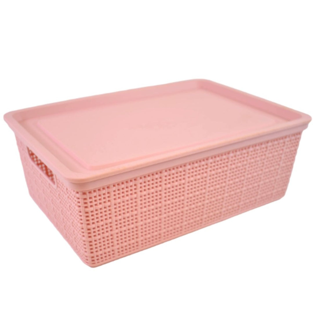 Caja plástica con tapa 40x30x15cm. Rosa