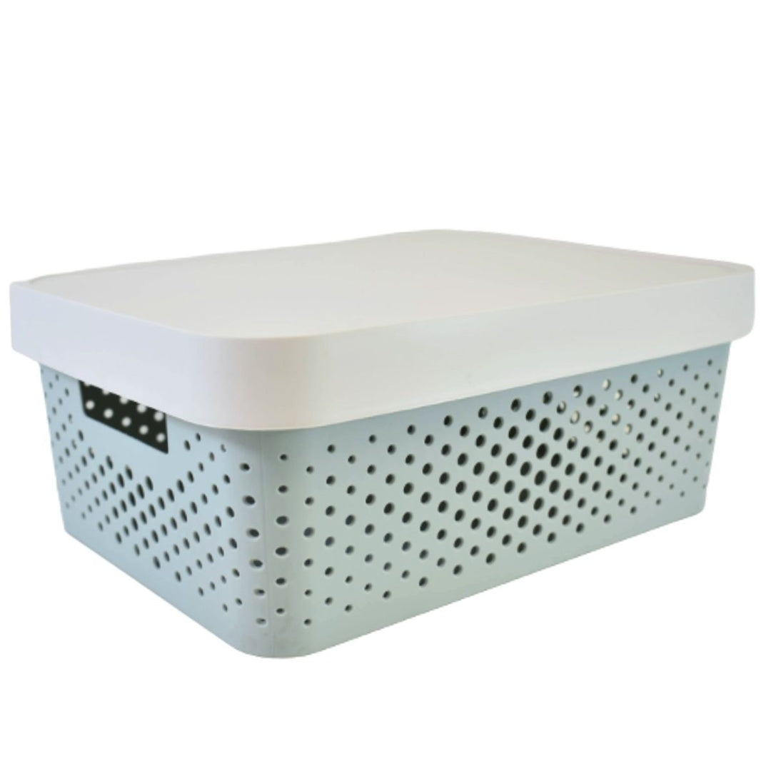 Canasto calado con tapa 15x37x28cm