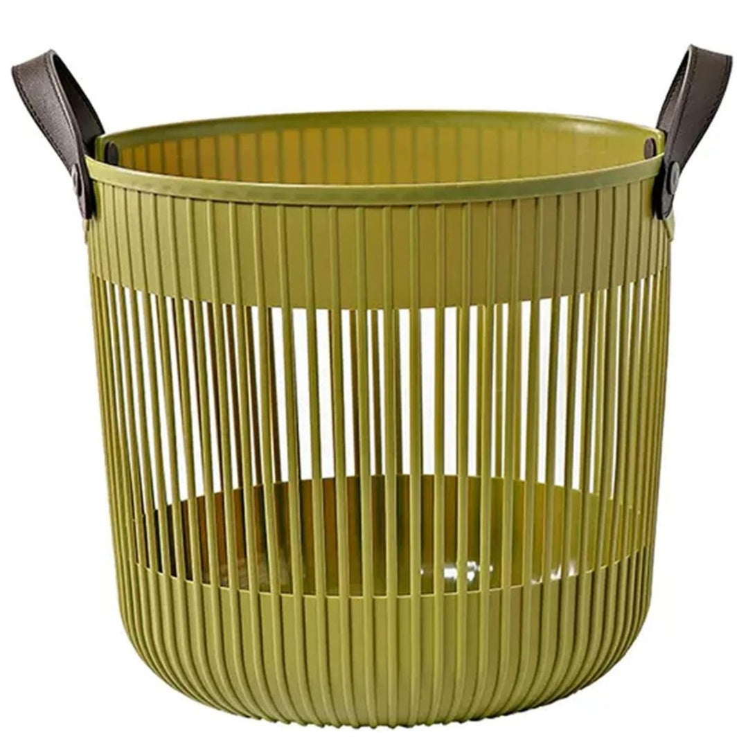 Canasto plástico verde con asas 36x31cm